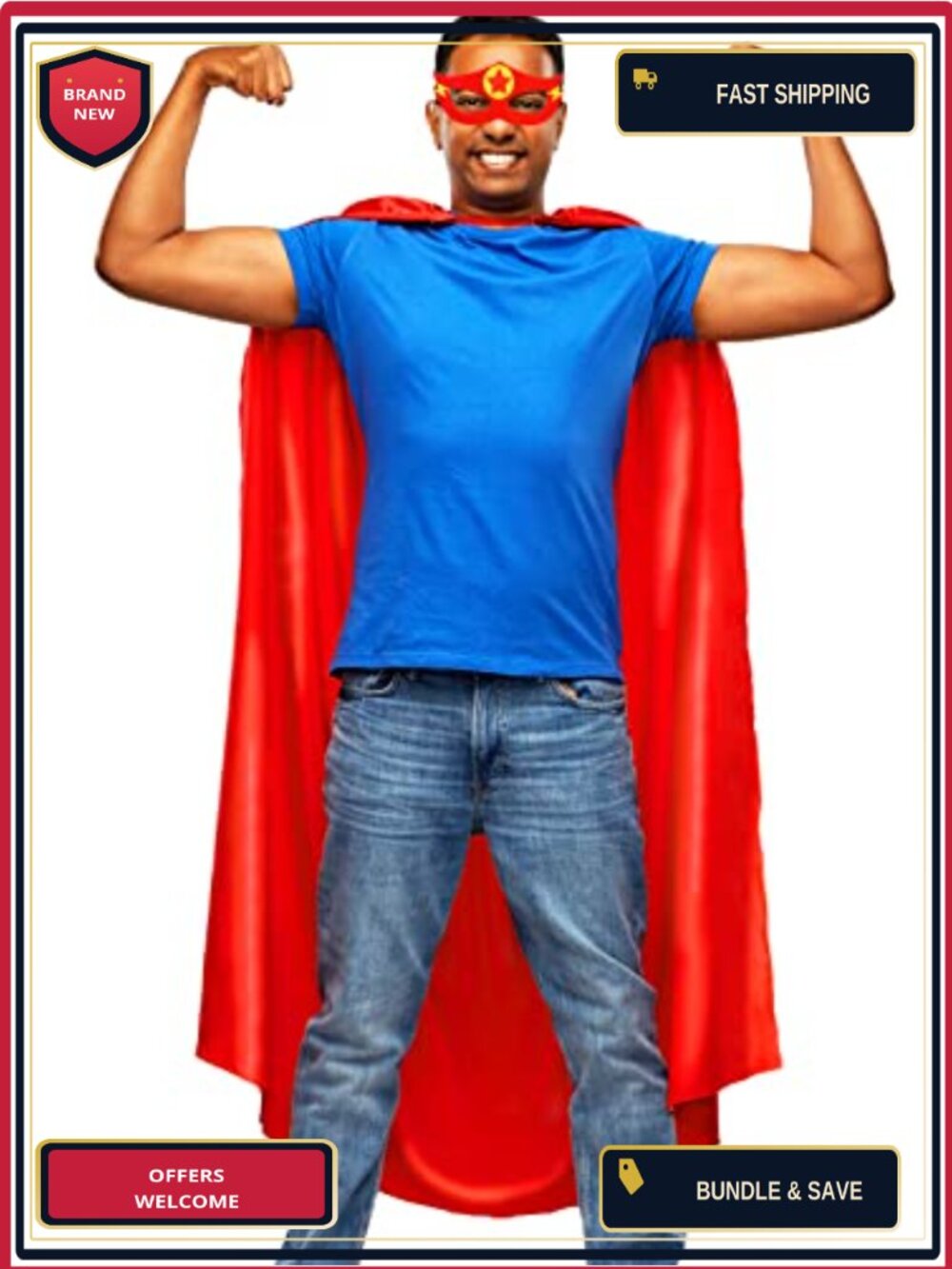 Superhero Cape and Mask Set Adult Satin Costume Cosplay Party